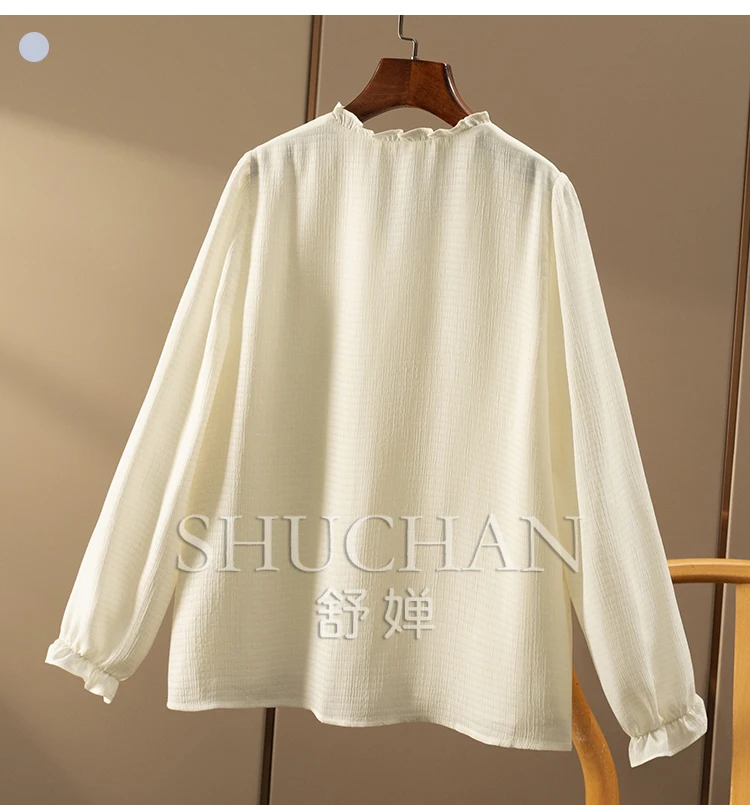 Edible Tree Fungus elegant shirt women V-neck long-sleeved tops blusas mujer de moda 2025 verano