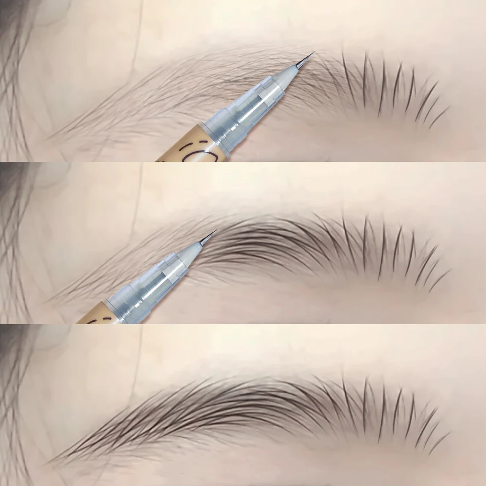 Lápiz líquido de doble cabeza para cejas, resistente al agua, de larga duración, sin florecimiento, delineador de ojos, ultrafino, suave, tatuaje, maquillaje