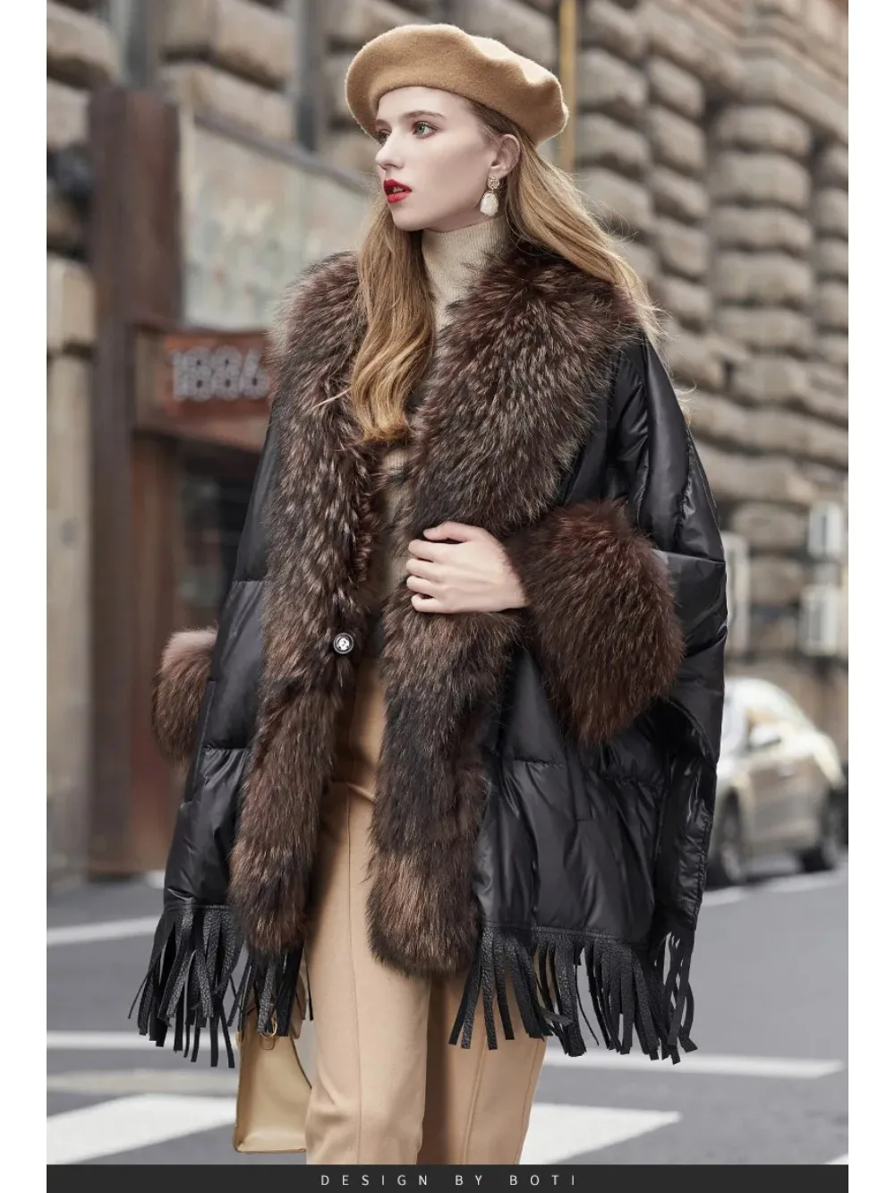 OFTBUY 2024 European Trend Fashion American Women Winter Jacket Real Raccoon Fur Streetwear Fashion Cloak Duck Down Down Coat