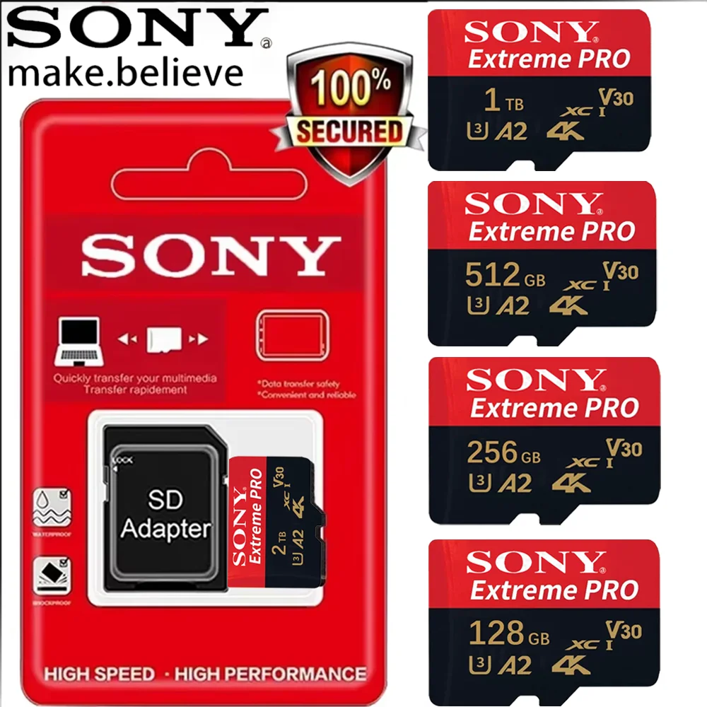 SONY Flash Drive Card 2TB Class10 Memory Card 1TB  V30 Micro SSD Card 512GB A2 cartao de memoria 256GB TF Card  Free Adapter