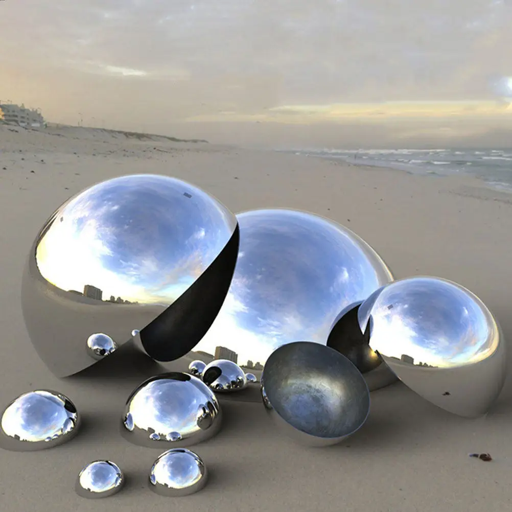 4Pcs Stainless Steel Garden Reflective Balls Set Half Sphere Mirror Finish for Nighttime Safety Lawn Road Decoration Outdoor