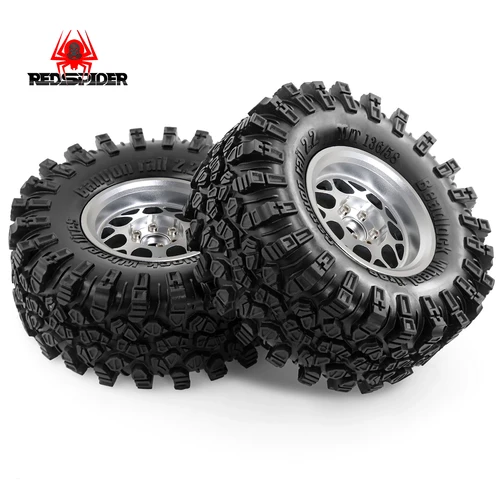 レッドスパイダー 4 個 2.2 インチビードロックホイールリムゴムタイヤセット 1/10 RC クローラー TRX-4 アキシャル SCX10 90046 D90 ブードゥー用