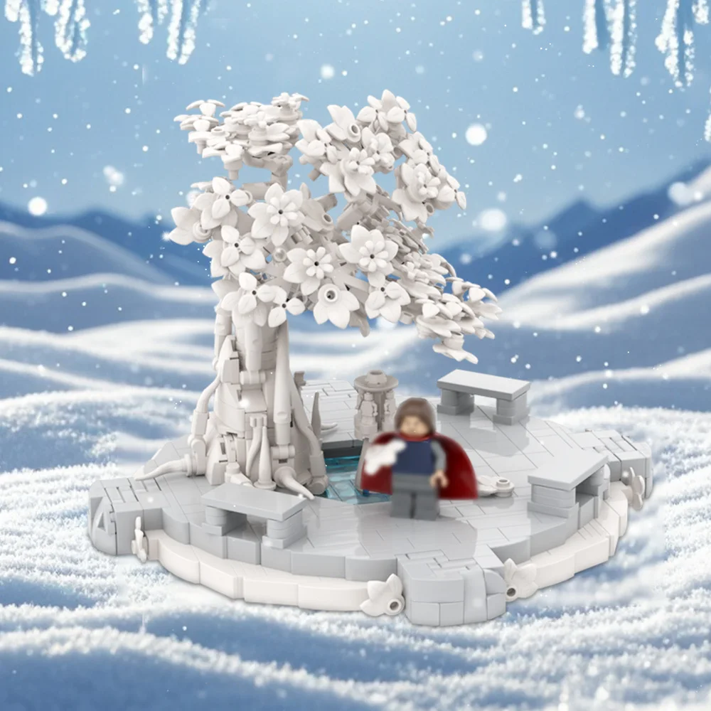 Anneaux de film MOC, blocs de construction de cour de ville blanche, films classiques, scène d'architecture, modèle d'assemblage, jouets, cadeau de noël pour enfant, 1142 pièces