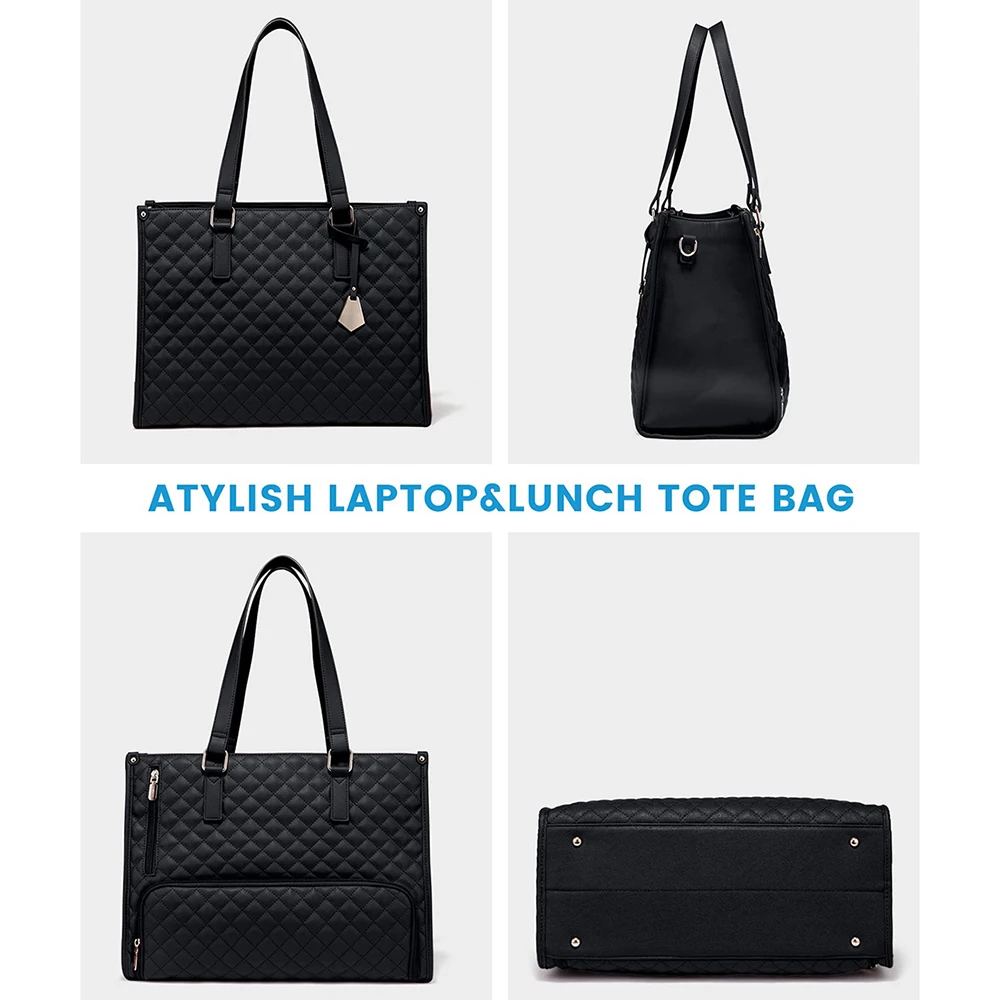 حقيبة حمل الغداء 2 في 1 للنساء حقيبة كمبيوتر محمول على الكتف بسعة كبيرة مع حجرة معزولة حقيبة نزهة متعددة الوظائف في الهواء الطلق #4