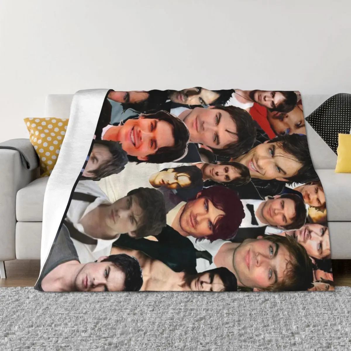 

Ian Somerhalder Photo Collage Throw Blanket Luxury Throw Decoratives valentine gift ideas Camping Blankets