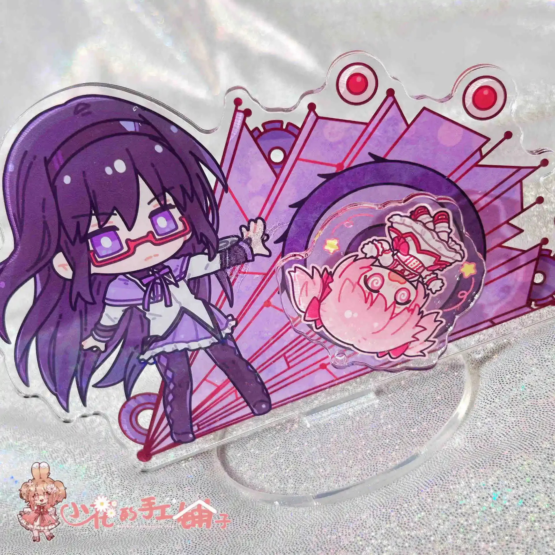 2025 HOT Anime Kaname Madoka Akemi Homura Cosplay Cartoon Rotate Q Version Acrylic Stand Model Desktop Decor