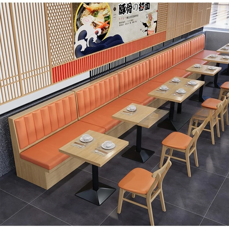 Restaurant table and chair combination fast food restaurant noodle restaurant burger snack bar card against the wall