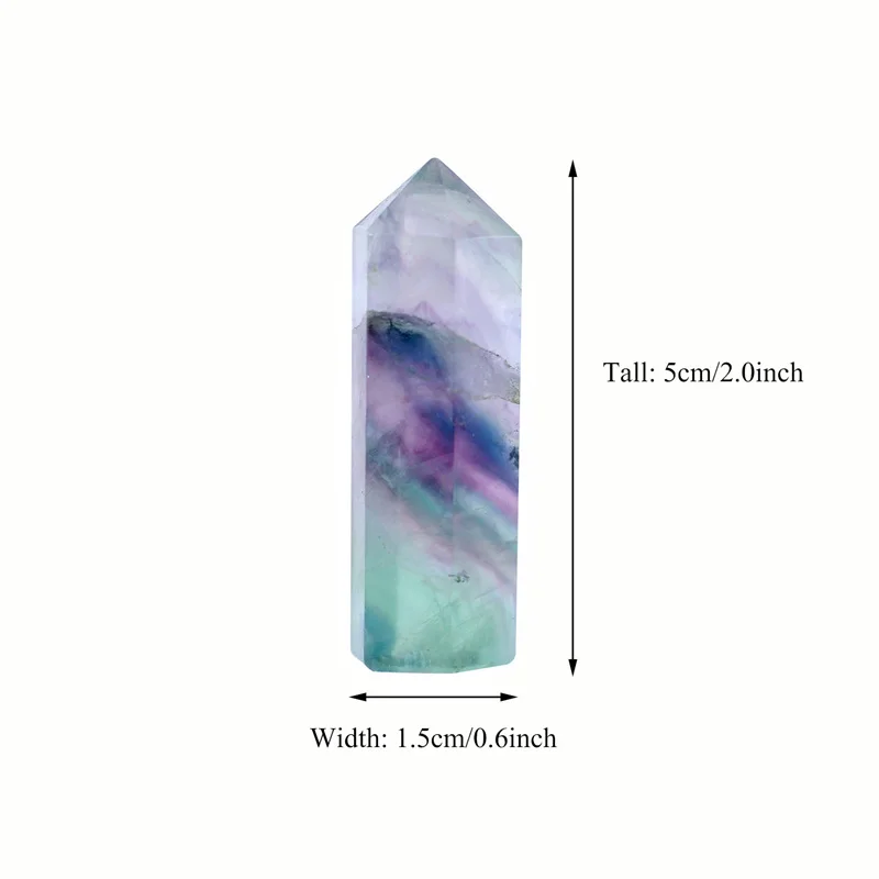 Natural Crystal Rainbow Fluorite, Mini Point, Wand Tower, Hexagon Prism, Real Stones for Healing, Meditation, Gift, 5cm, 5Pcs