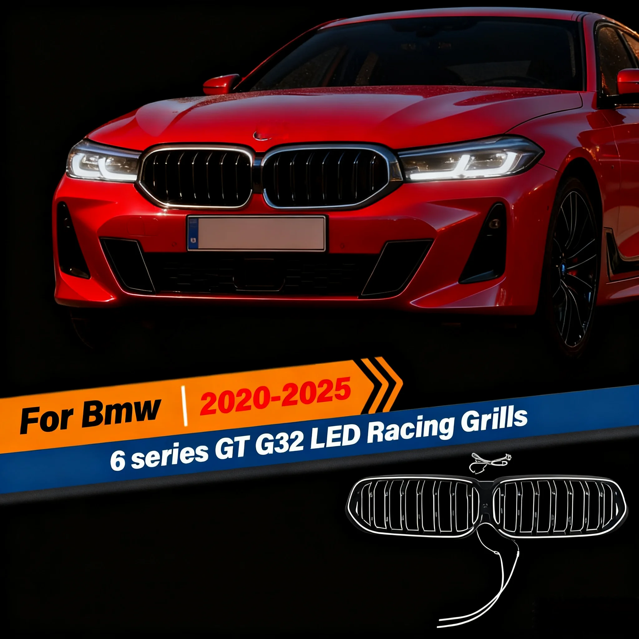 

Для BMW 6 серии GT G32 2020 2021 2022 2023 2024 2025 однолинейный стиль светодиодная передняя решетка почек аксессуары для автоматической модификации