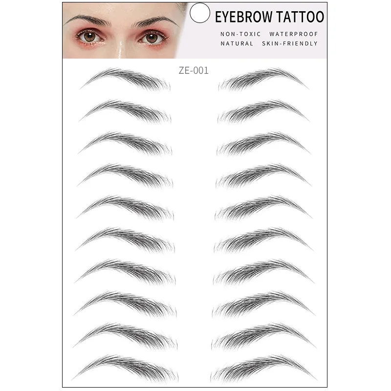 Waterproof Various Styles False Eyebrows Not Easy To Fall Off Black Eyebrow Tattoo Sticker Lasting Eyebrow Tattoo Durable Use