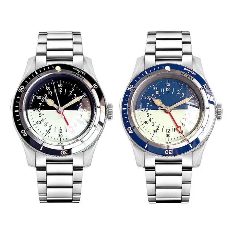 

Tandorio NH34 Full Lume, двухцветный циферблат, механические GMT, куполообразные сапфировые автоматические часы, 20 бар, 40 мм, мужские модные наручные часы