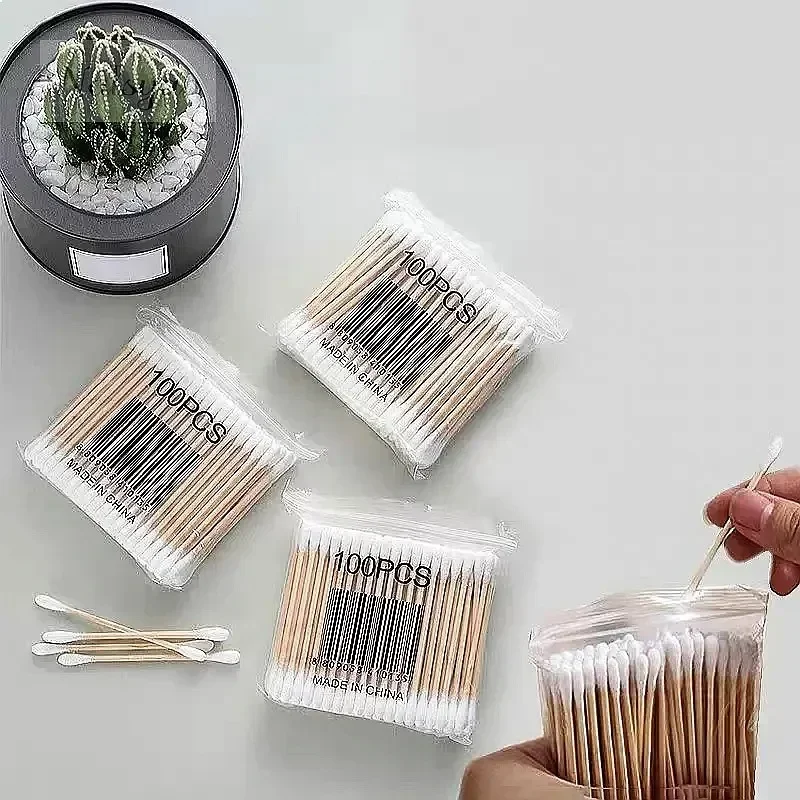 100/500/1000Pcs Double-Ended Cotton Swabs Ear Cleaning Sticks Makeup Cotton Buds Disposable Cleaning Tools
