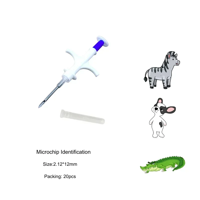 

20 шт., интеллектуальные идентификационные бирки микрочипа 2,12*12 мм, ветеринарные шприцы для микрочипов для домашних животных для управления фермой