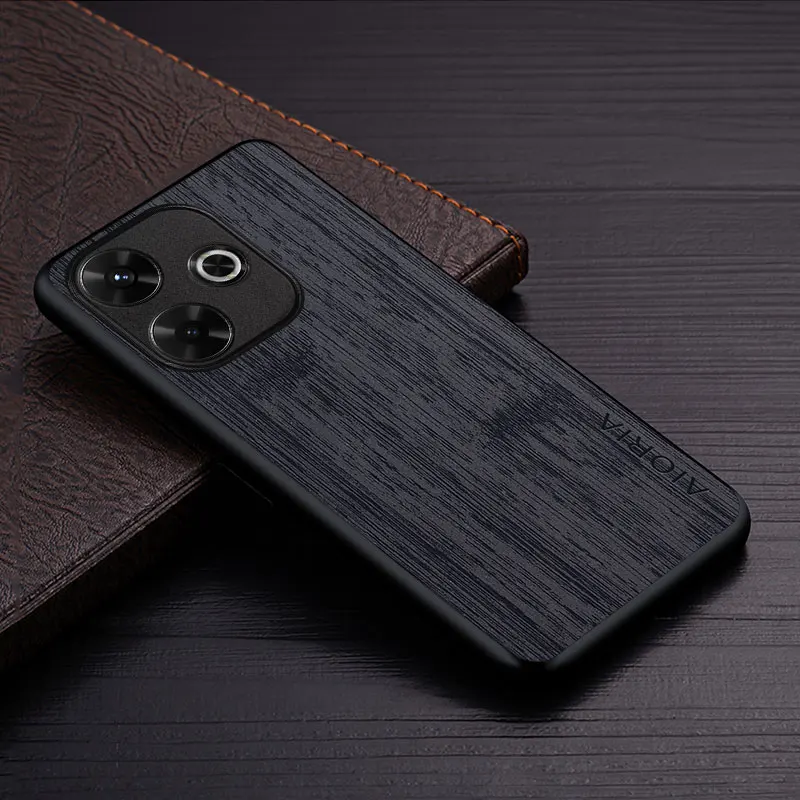 Etui na telefon Poco M6 4G coque wzór drewna bambusowego Skórzane etui na telefon Luxury funda dla xiaomi poco m6 4g etui capa