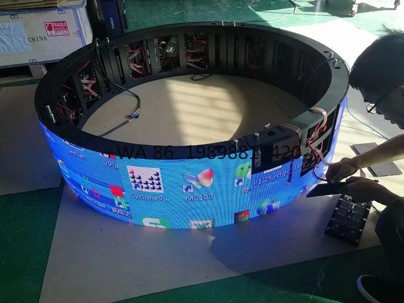 Indoor P1.5 P1.8 P2 P2.5 P3 P4 Soft Module Curved Flexible Led Display Screen for Cylindrical Column Led Screen customize