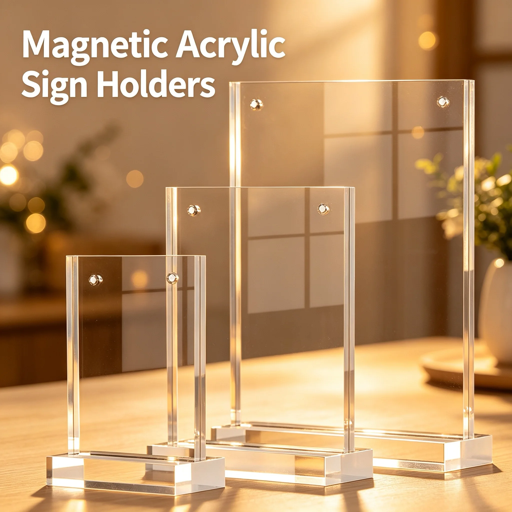 5 Pieces A5 14.8X21cm Magnetic Photos Signs Flyers Ad Frame Restaurant Menus Holder Tabletop Acrylic Sign Holder Display Stand