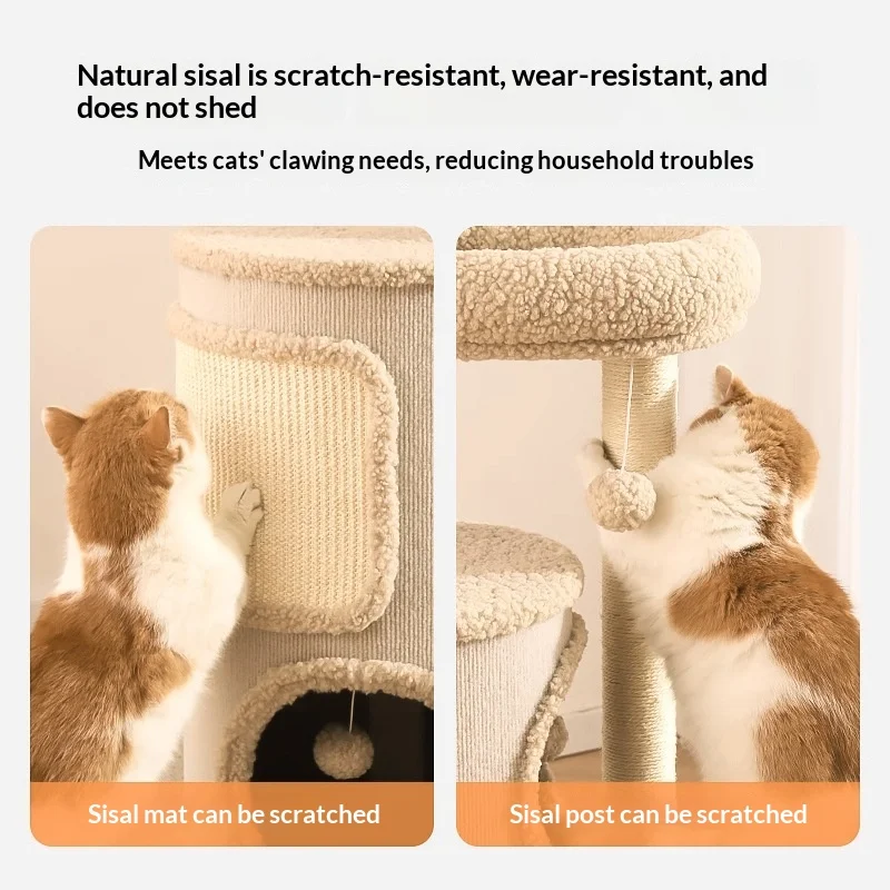 Árbol para gatos compacto con cama tipo toca y sisal multinivel - imagen 4