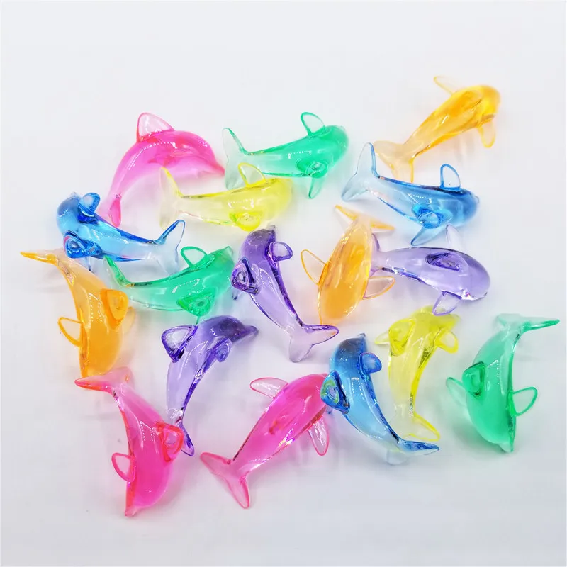 Camal 10PCS 46mm Colorful Acrylic Dolphin Pendant Hanging Ornament Children Kids Amusement Park Toy Home Party Decor Funny Gift