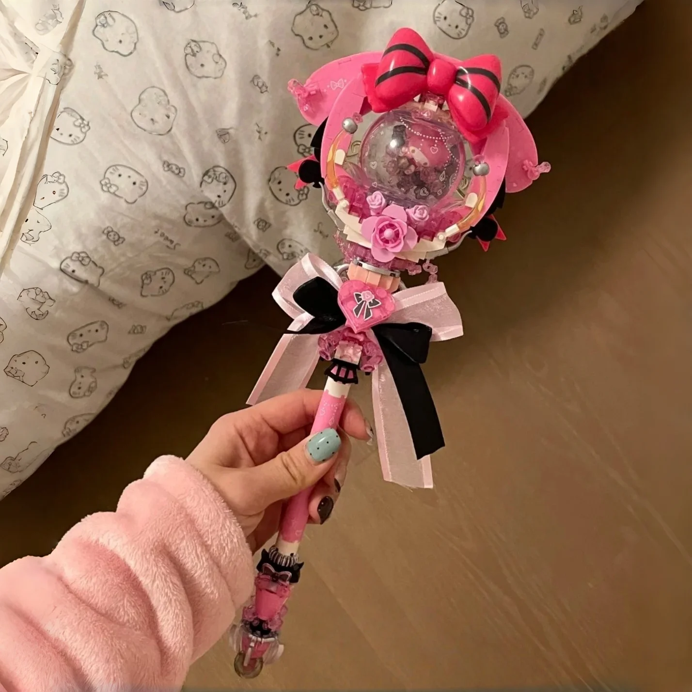 

Wonder Moon Sanrio Magic Wand Scepter Building Blocks Kuromi Anime Children's Toy Melody Assembly Model Magic Cane Birthday Gift