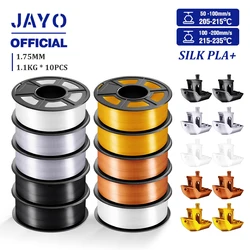 JAYO 10 rollos de filamento 3D PLA de seda de 1,75mm filamento de arcoíris PLA de seda para impresora 3D FDM materiales de impresión 3D duales y triples de seda