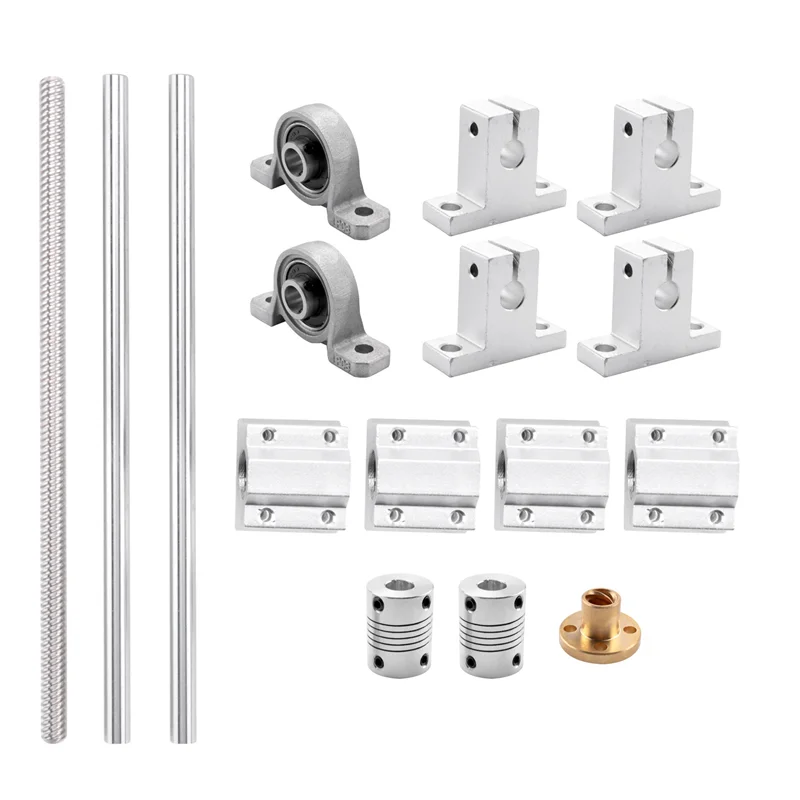 

AFOURT-15Pcs 200Mm Optical Axis Guide Bearing Housings Aluminum Rail Shaft Lead Screw Rod Slide Bushing Shaft Coupling Cnc Parts
