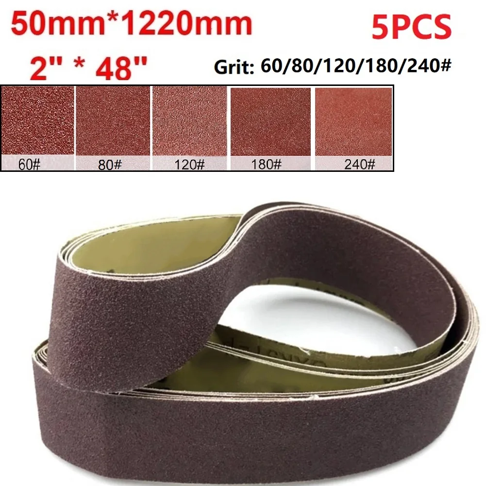 Abrasive Sanding Belts Power Finger File 5 Pcs 50x1220mm 60/80/120/180/240 Grit Fine Grinding Grinder Accessories