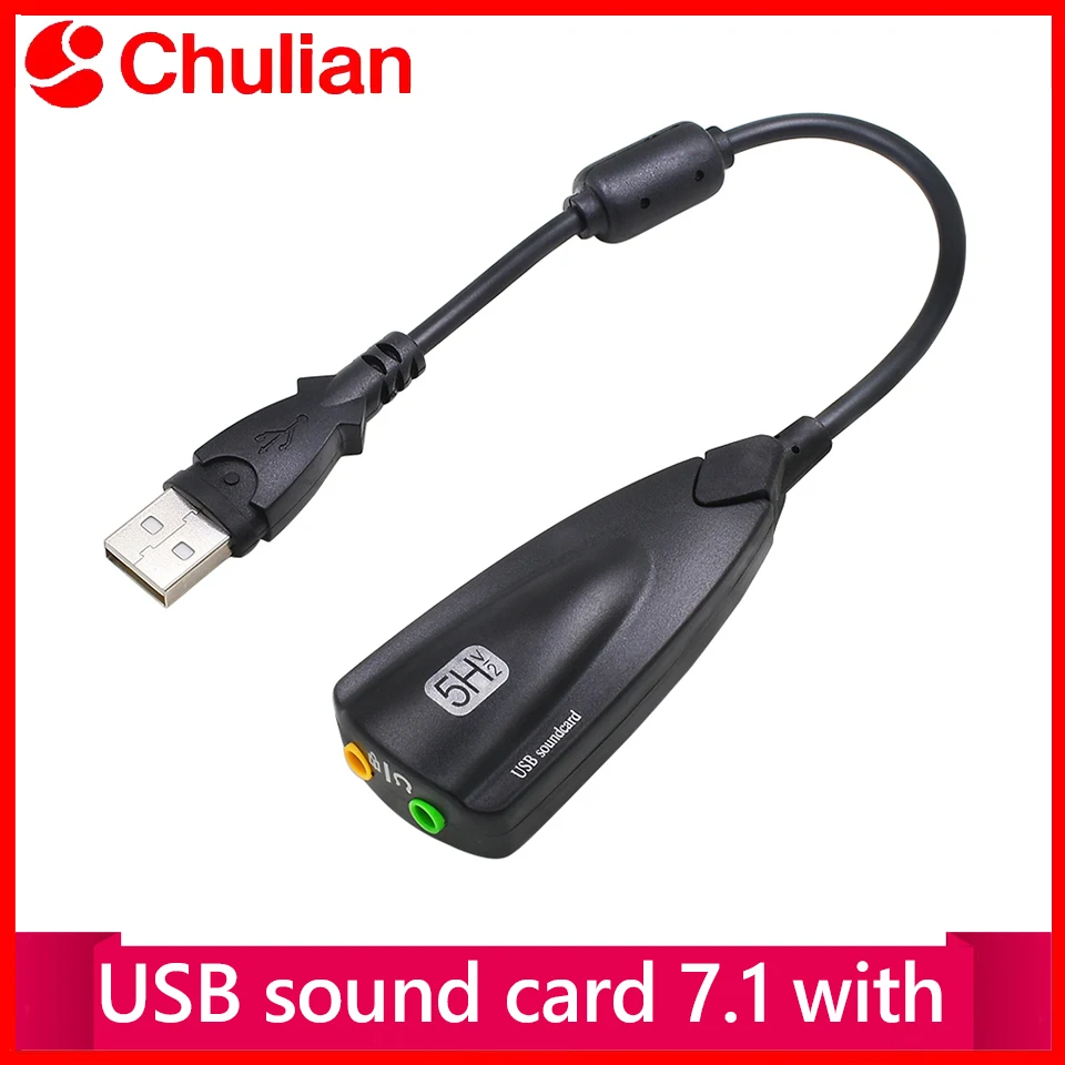 5HV2 External usb sound card 7.1 with 3.5mm audio interface adapter for headphone speakers laptop Computer PC