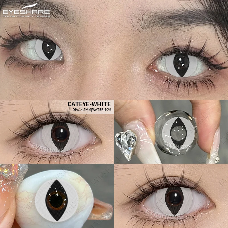 EYESHARE Halloween Weiß Farbige Kontaktlinsen Cosplay Verrückte Rote Kontaktlinsen Schwarz Anime Augenlinsen Weiße Schönheit Make-Up Linse – Detail 9