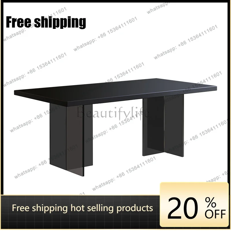 zj. Mesa de acrílico negra, diseño rectangular moderno, mesa de comedor nórdica, mesa de comedor de lujo para restaurante, mesa de comedor con 4 sillas, muebles para el hogar