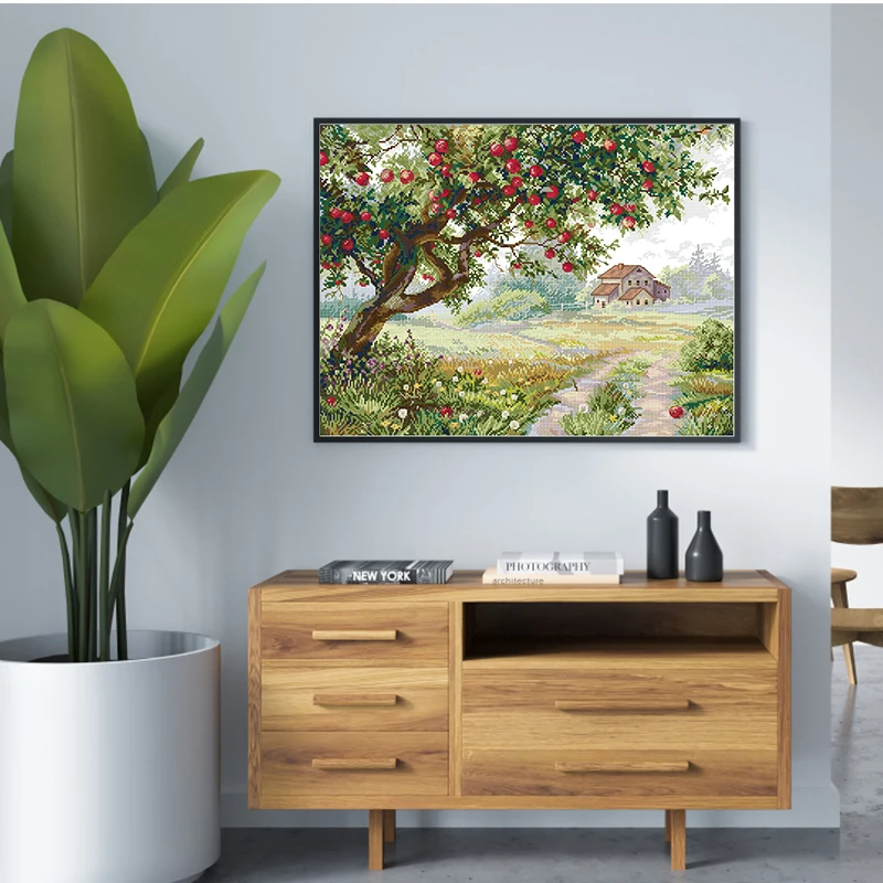 

Cross Stitch Complete Set Old Apple Tree 2025 New Pattern Handmade DMC 11CT 14CT 16CT Needlework DIY Embroidery Handicrafts