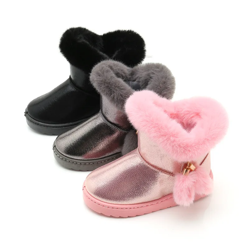 Snow Boots Children Shoes Girls New Winter Style Season Shoes Plush Warm Cotton Waterproof Fashion Warm Simple