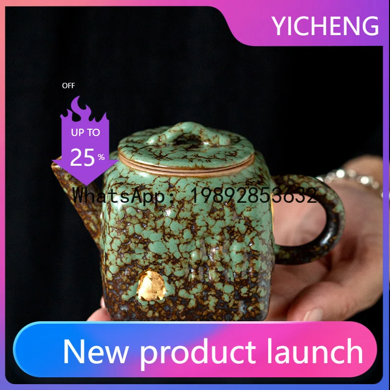 

Xl moss rock emerald handmade retro teapot with filter tea maker ceramic kung fu tea set teapot