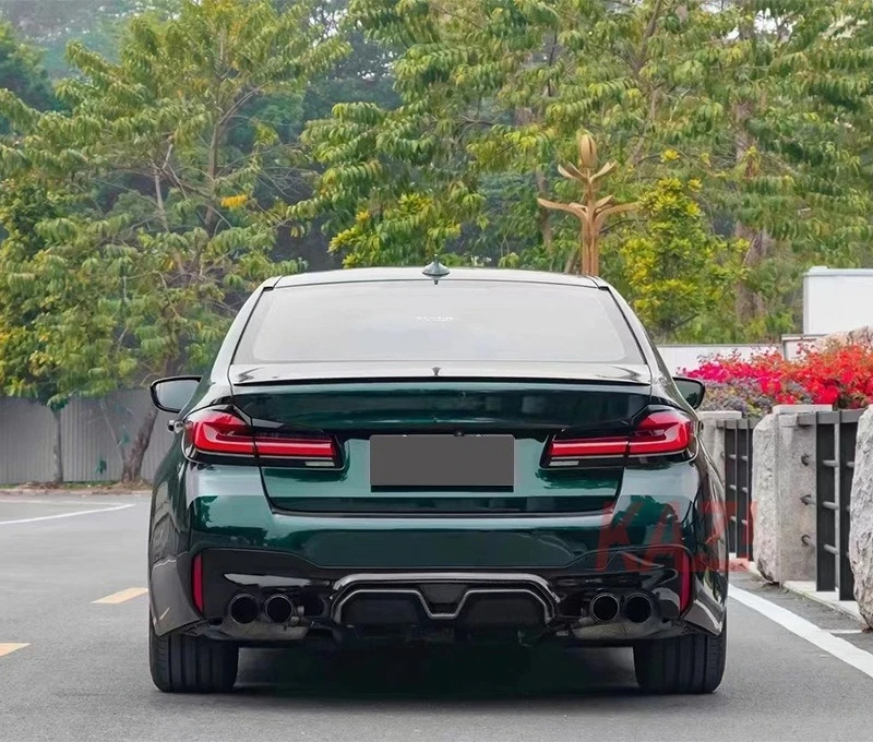 Rear Lip Spoiler for BMW 5 Series G30 G38, CS Style Glossy Black Hydrographics, M5 Rear Bumper Diffuser
