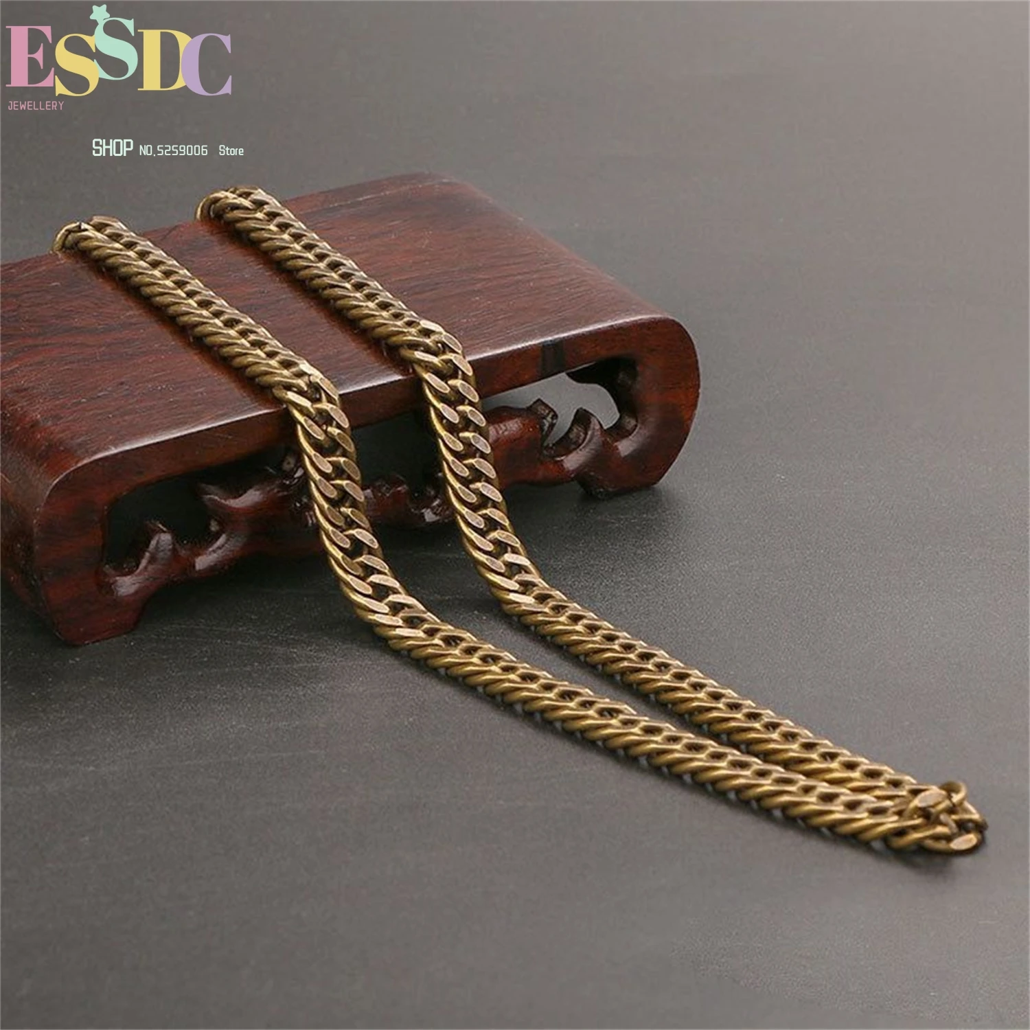 Brass Copper Chain Necklace for Men and Women Vintage Distressed Antique Finish Retro Trendy Minimalist Unisex Fashion Accessory