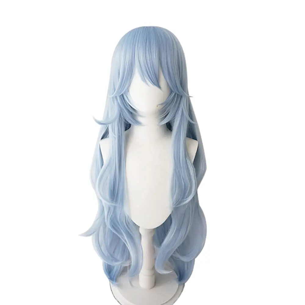 Rei Ayanami Anime Wig Costume Character Long Wavy Light Blue Party Cosplay Wig Synthetic Hair