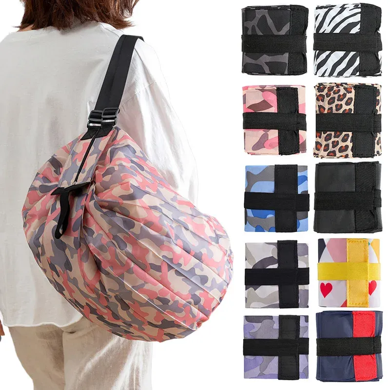 Foldable Shopper Bag for Women Large Capacity Lady Tote Bags Nylon Travel Organizers Portable Zipper Market Shopping Bags Bolsos