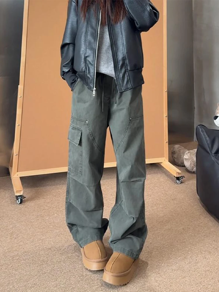 

Мужские рабочие брюки в американском стиле цвета хаки, зимние, утепленные, с множеством карманов, прямого кроя, свободные, широкие, повседневные