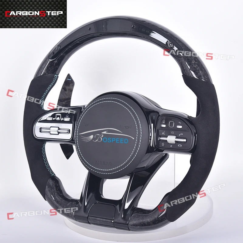 

For Mercedes Benz W205 AMG W212 W213 CLA A45 W177 W176 W245 W164 W246 GLB A45 E Class A Class Carbon Fiber LED Steering Wheel