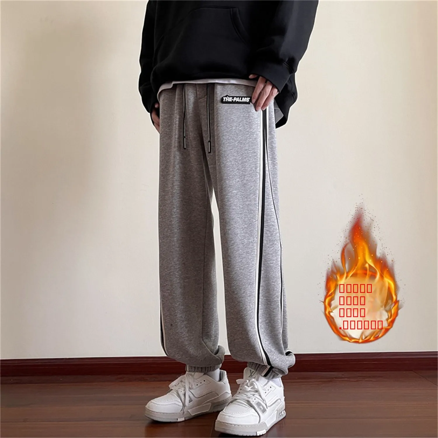 

Мужские утепленные флисовые спортивные брюки в американском стиле, повседневные, уличные, с манжетами, для отдыха, осень-зима