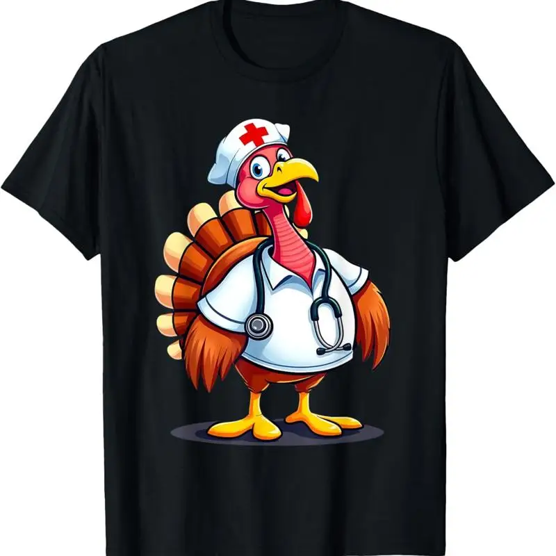 

РАСПРОДАЖА Забавная футболка медсестры из мультфильма на День Благодарения S 5XL