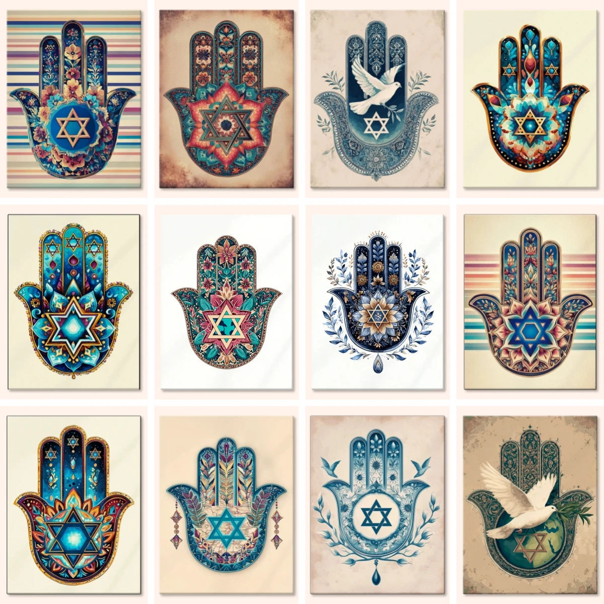 

Diamond Painting Kit 5D DIY Embroidery Cross Stitch Hamsa Radiance Jewish Symbols Art Gift Crafts Home Decor Adult Children Gift