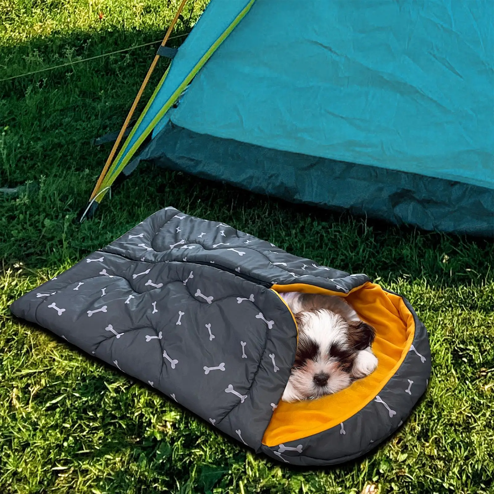 Dog Sleeping Bag Packable Dog Bed Mat Warm Blanket Puppy Winter Nest Cushion Dog Kennel Pad for Outdoor, Hiking, Travel