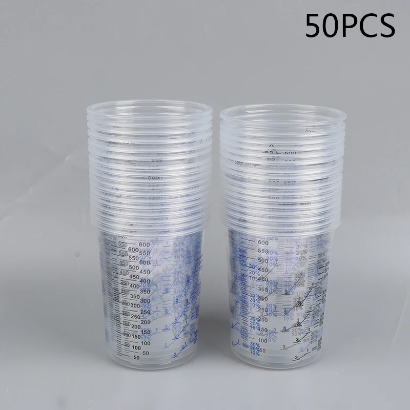 Imagem -02 - Copo de Mistura de Pintura Descartável Copos de Mistura de Tinta Transparente Vasos de Plástico 600ml 10 Pcs 50 Pcs