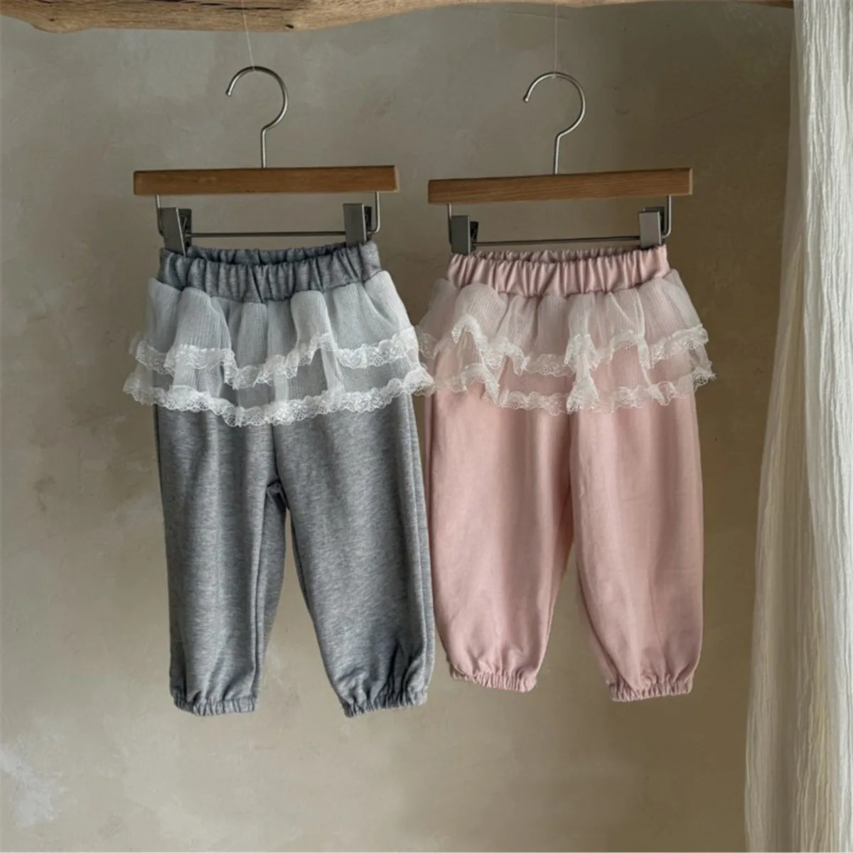 

2025 Autumn New Baby Girl Casual Pants Solid Kids Girls Lace Trousers Infant Sweet Pants Fashion Children Clothes