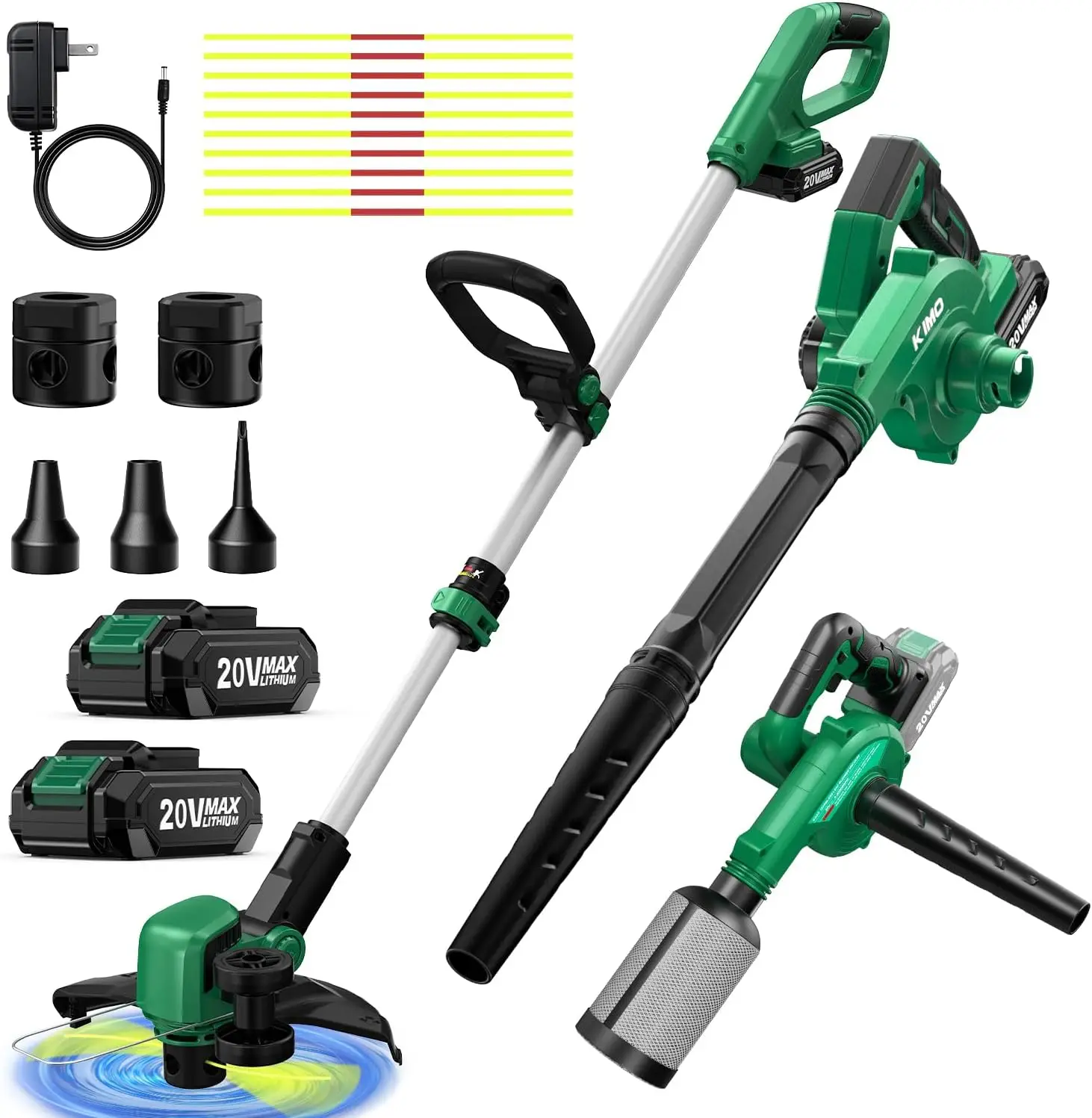 

20V Weed Wacker and Blower Combo w/2 x 2.0Ah Battery & Charger, Brushless Motor