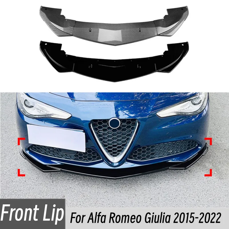 

For Alfa Romeo Giulia 2015-2022 Car Front Bumper Lip Chin Spoiler Splitter Diffuser Bodykit Protection Guard Accessories
