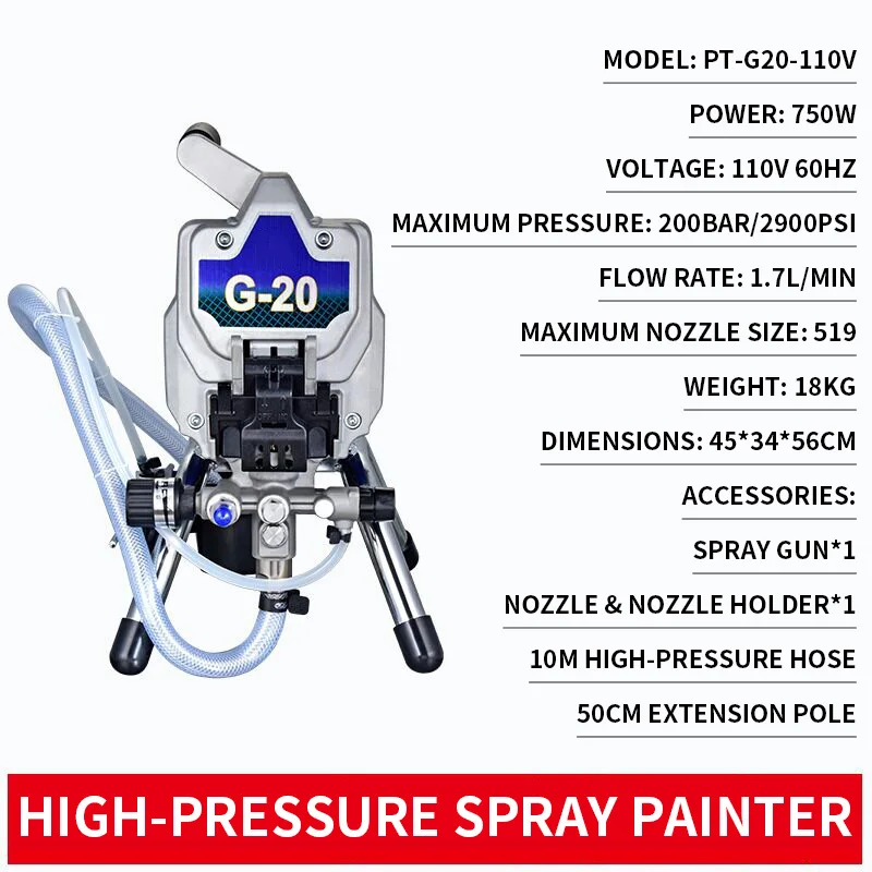 220V/110V High-Pressure Airless Spray Painters, Professional Spray Guns for Paint/Latex Paint, Spraying Tools