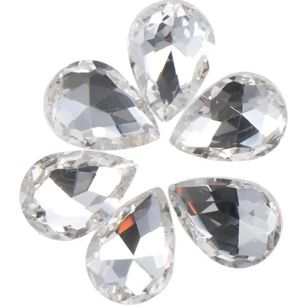 100 PCS Glass Teardrop Rhinestones Teardrop 10*14 มม.คริสตัล Teardrop Faceted สีขาวลูกปัดแก้วสร้อยคอ