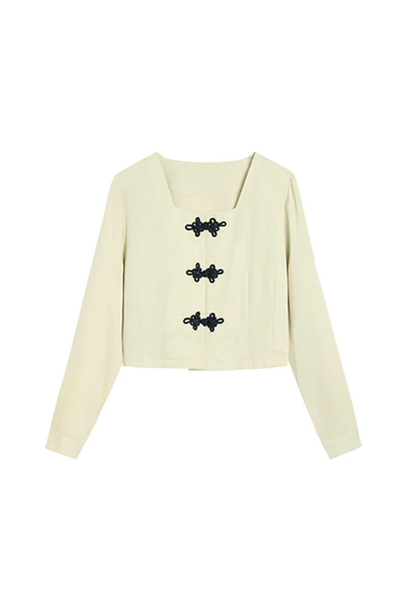 

Женская блузка Srose Autumn Wind с уникальным китайским дизайном, длинными рукавами, квадратным воротником, свободного кроя, на пуговицах, в винтажном стиле, для повседневной носки