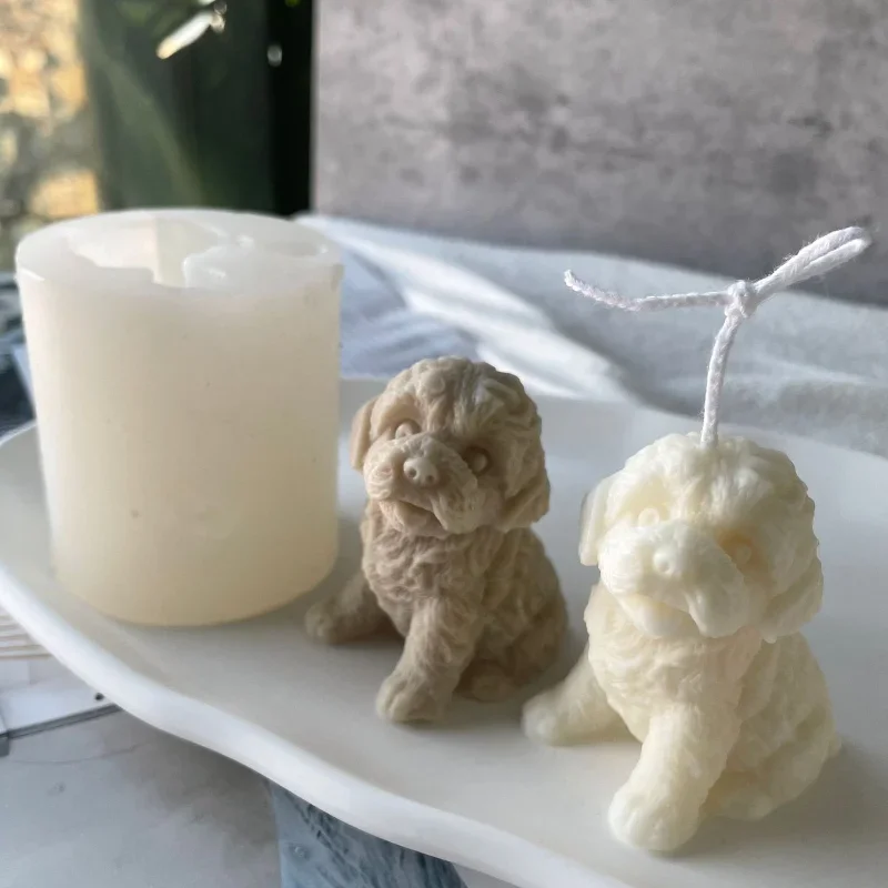 

3D Тедди Щенок Свеча Силиконовая Форма DIY Собака Воск Свеча Изготовление Мыла Смола Глиняная Форма Рождественский Подарок Ремесленные Товары Домашний Декор